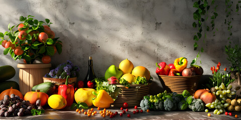 There are many different types of fruits and vegetables on the table, 