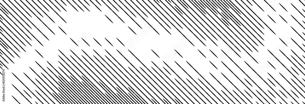 Poster Diagonal dash line texture. Slanted dashed lines pattern background. Straight tilt interrupted stripes wallpaper. Abstract dither rasterized grunge overlay. Vector wide ripple terrain texture