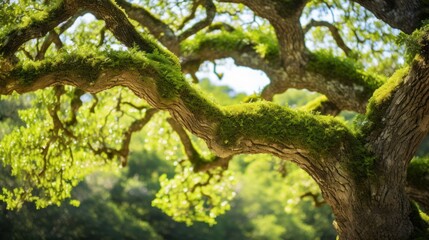 old oak tree giving shade in the springtime,
