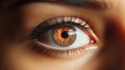Fototapeta premium Close-up Brown Female Eye Biometrical Iris Scan Reading 