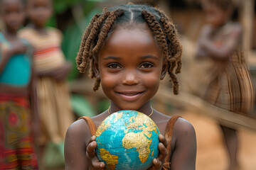 portrait of a child with globe 3d image,
International Day of Peace Concept
