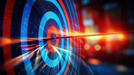 Digital target with bow arrow in bullseye 