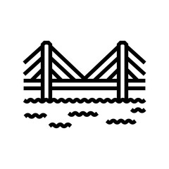 cable stayed bridge line icon vector. cable stayed bridge sign. isolated contour symbol black illustration