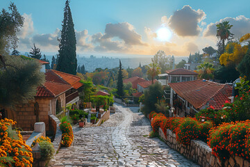 Jerusalem Travel Destination. Beautiful City,
residential area in Nof HaGalil
