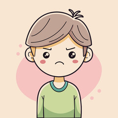 Minimalist person with an irritated expression, crafted in an adorable doodle style, Generative AI