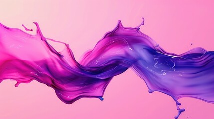 A liquid splash with gradient colors transitioning from dark purple to bright pink