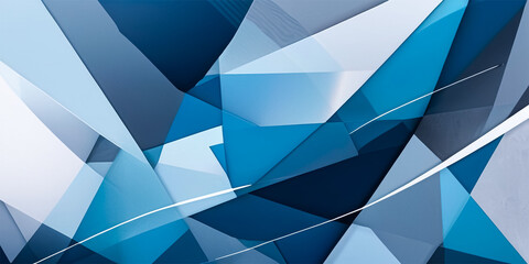 Modern geometric abstract shapes in various shades of blue and gray background