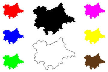 Dingolfing-Landau district (Federal Republic of Germany, rural district Lower Bavaria, Free State of Bavaria) map vector illustration, scribble sketch Dingolfing Landau map