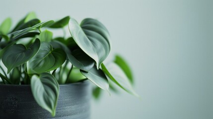 Sleek Philodendron Charm: Philodendron in dark pot against white background embodies minimalist sophistication.