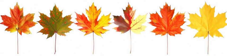 Collection of Maple Leaves. Autumn Leaves Set in Red, Yellow, and Orange Colors