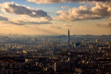 sunset over the city