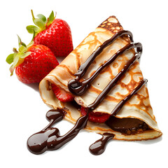 crepe filled with chocolate and strawberry isolated