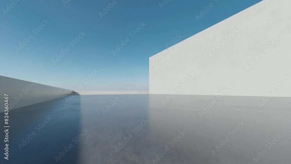 Poster 3d render of abstract modern architecture with empty concrete floor, car presentation background.