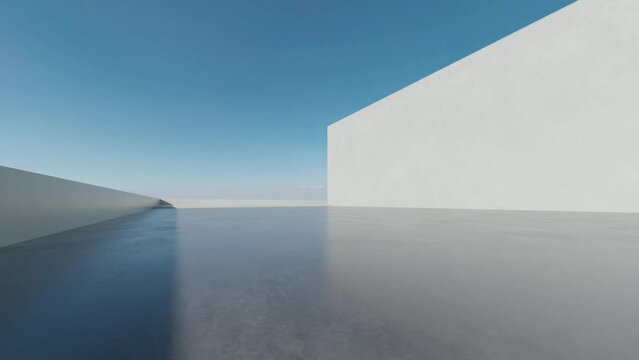 3d render of abstract modern architecture with empty concrete floor, car presentation background.