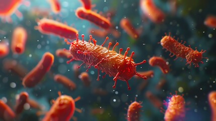 Clostridium botulinum bacteria under microscope, extreme high detail, neurotoxin production, realistic textures