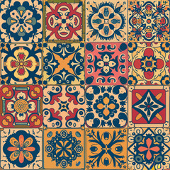 2d vector illustration colorful vintage Seamless hi res Portuguese tiles abstract Artwork
