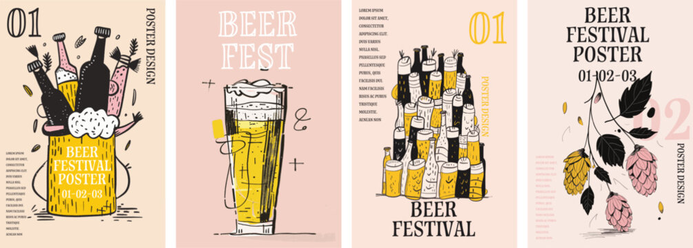 Beer festival poster background illustration. Flyer for a drinks celebration