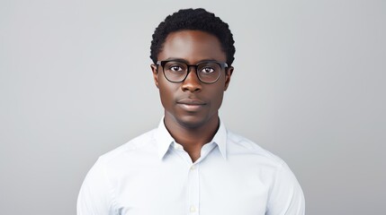 Obraz premium confident businessman, dark skin, short hair, glasses at creative office 
