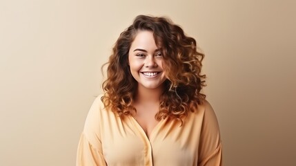 Obraz premium Portrait of Young plus size girl smiling happy standing 