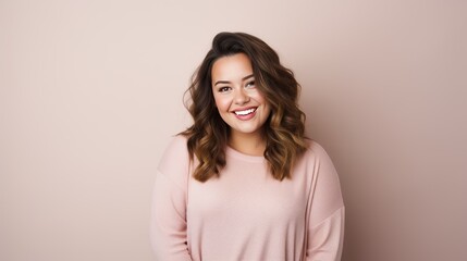 Obraz premium Portrait of Young plus size girl smiling happy standing 