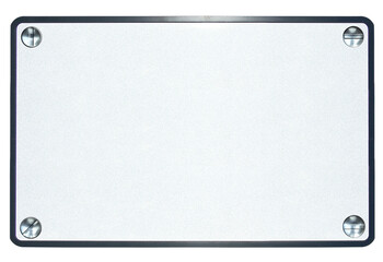 plaque métallique réfléchissante avec des rivets, fond blanc 