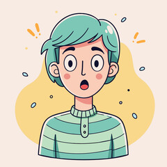 Minimalist person with a surprised expression, crafted in an adorable doodle style, Generative AI