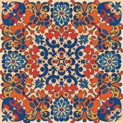 2d vector illustration colorful vintage Seamless hi res Portuguese tiles abstract Artwork
