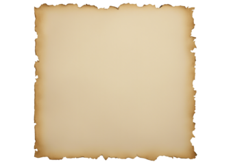 Vintage paper with burnt edges isolate on transparent background, cutout, png