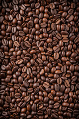 Obraz premium Overhead view of backdrop representing halves of dark brown coffee beans with pleasant scent