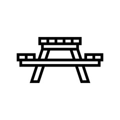 picnic table outdoor furniture line icon vector. picnic table outdoor furniture sign. isolated contour symbol black illustration