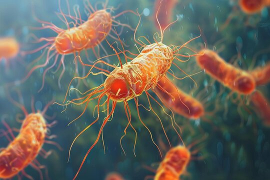 3D illustration typhoid bacteria.