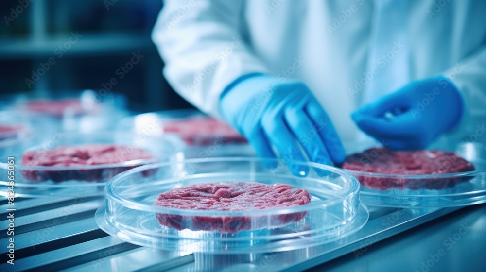 Poster hands of a scientist in a laboratory setting presents