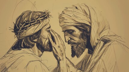 Biblical Illustration of Jesus Healing Blind Bartimaeus, Ideal for article