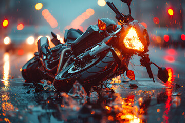 Traffic Accident Crashed Motorcycle and Car,
Motorbike wallpaper
