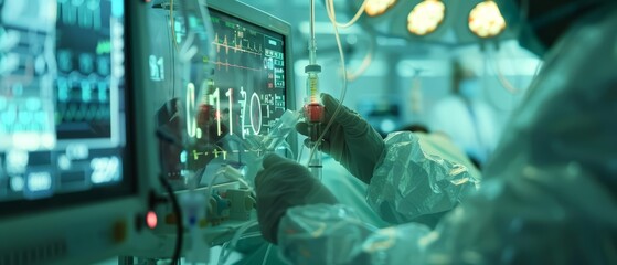 A close up of a nurse adjusting a patients IV drip