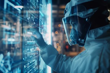 A closeup of a carbon capture technician
