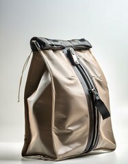 bag isolated on white A modern of a paper bag with a ziplock, set against a pure white background,