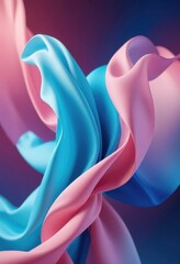 Obraz premium A vibrant gradient background of swirling pink and blue fabrics flowing gracefully through the air 
