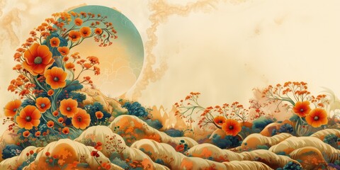 Oriental style flowery background.