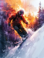 Transform the daring jumps of extreme sports into a mesmerizing watercolor masterpiece
