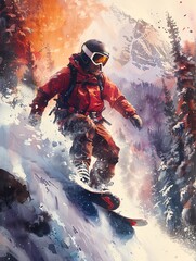 Transform the daring jumps of extreme sports into a mesmerizing watercolor masterpiece