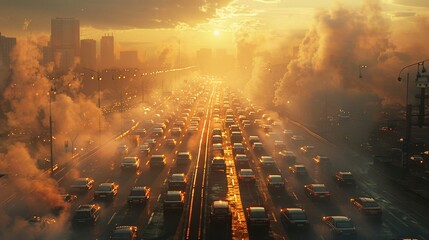 A rush hour traffic jam on a Los Angeles freeway