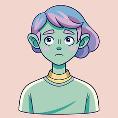 Minimalist person with a concerned expression, crafted in an adorable doodle style, Generative AI