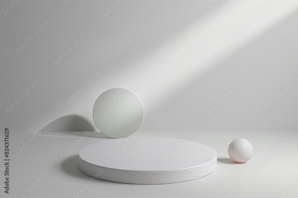 Poster minimalist gray podium in monochrome setting - perfect for elegant display including natural light a