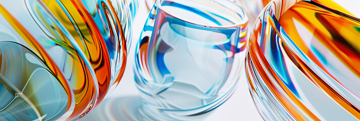 the linear colors, a white transparent glass should fluidly emerge, generative AI