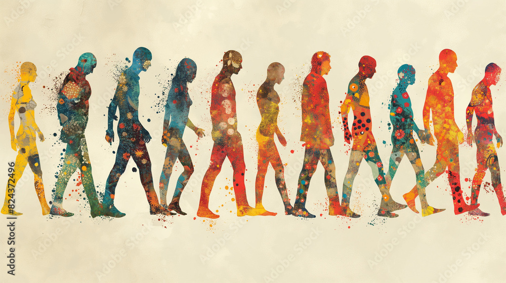 Poster abstract human forms - human shapes made from abstract patterns and textures.