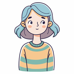Minimalist person with a shy expression, crafted in an adorable doodle style, Generative AI