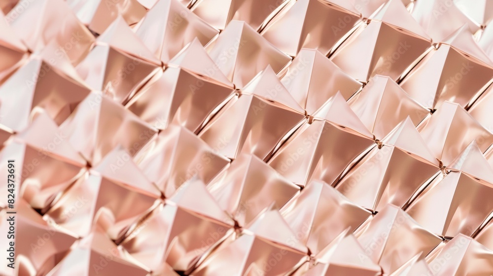 Poster symmetrical aerial view of rose gold laptops arranged in geometric pattern with intricate designs