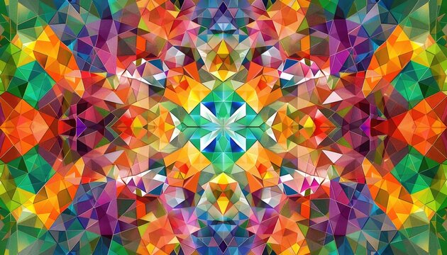 A kaleidoscope of colorful geometric shapes, meticulously arranged in a seamless pattern.