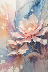 Single blossoming flower with flowing color gradients